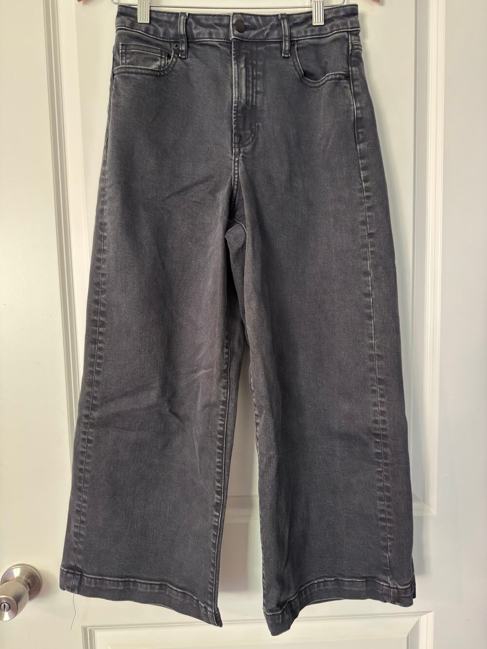 Bohme High Rise Wide Leg Cropped Jeans Faded Black Charcoal Gray Sz 27